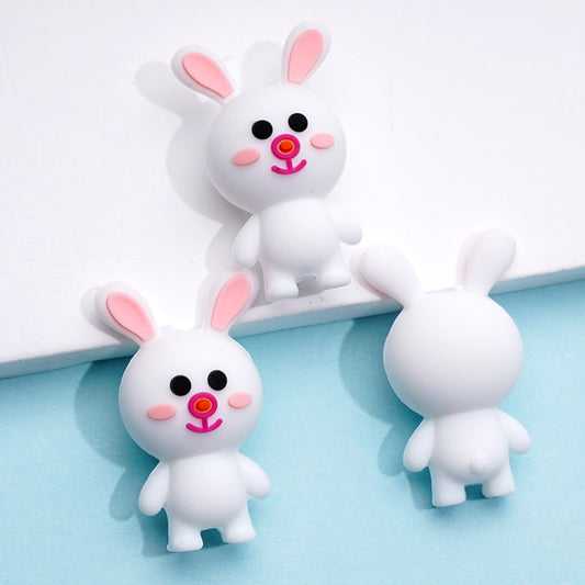 3D Little Cute White Rabbit Bunny Silicone Focal Beads