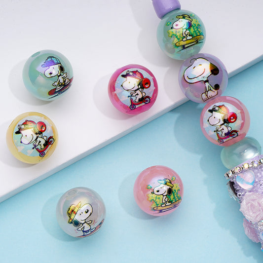 Candy Colored Puppy Round Peanut Acrylic Beads, 16mm