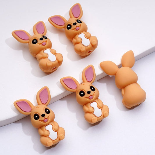 3D Cute Bunny Rabbit Silicone Focal Beads