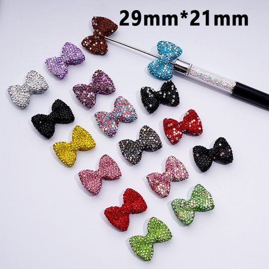 Bling Bling Multi-Color Bowknots Clay Beads with Shiny Rhinestones, 29*21MM