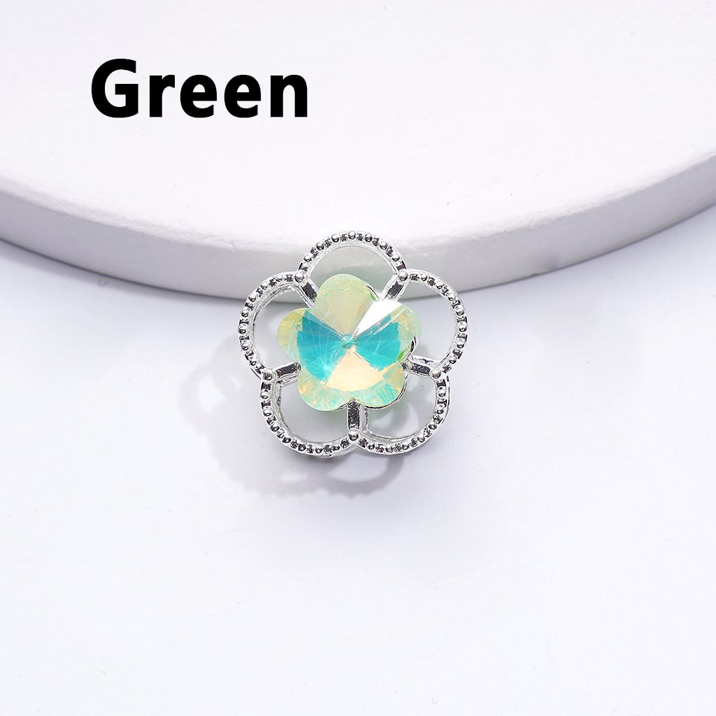 Exquisite Fancy Silver Alloy Five-Petaled Flowers Beads with Multi-Color Shiny Rhinestones, Around 17MM