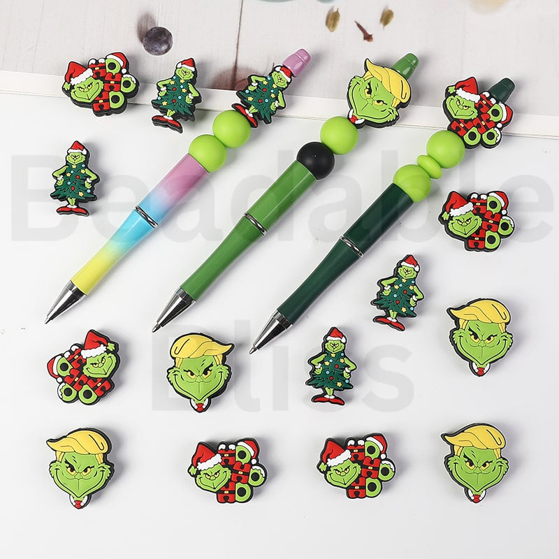 Silicone Focal Beads Christmas Green Monster Grinc Series