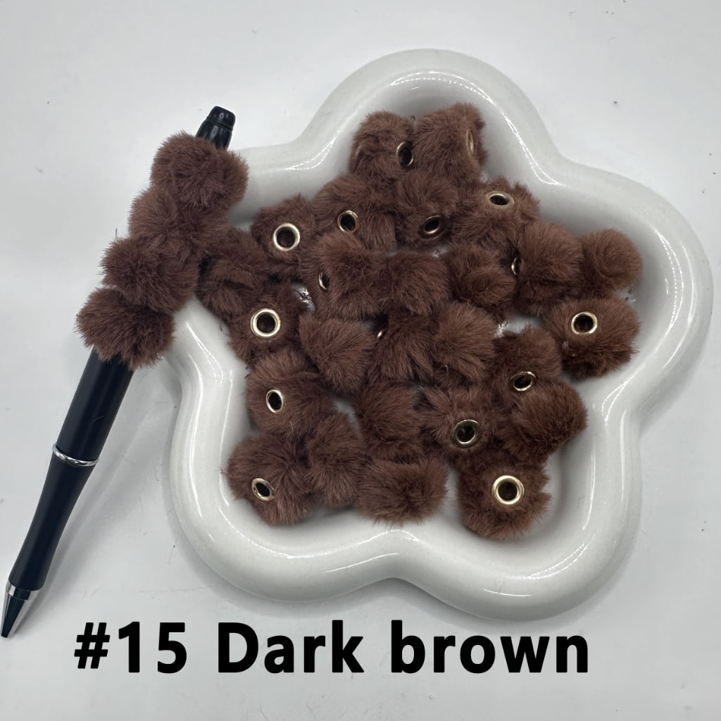 Pom Pom Fluffy Hard Beads and in Solid Colors