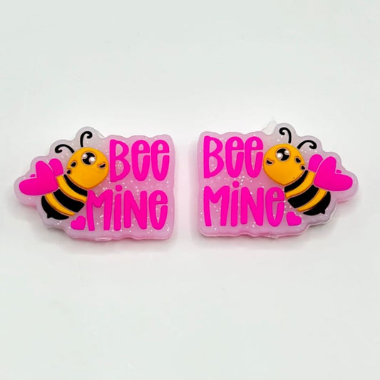 Bee Mine かわいい黄色の蜂 赤いハート ラブ バレンタイン グリッター シリコン フォーカルビーズ