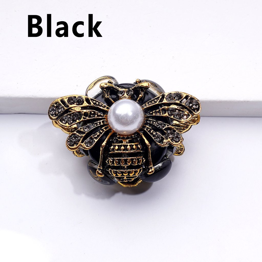 Cute Fancy Copper Alloy Bee with Shiny Rhinestones Clear Oval Pearls Clay Beads, Around 26*34MM