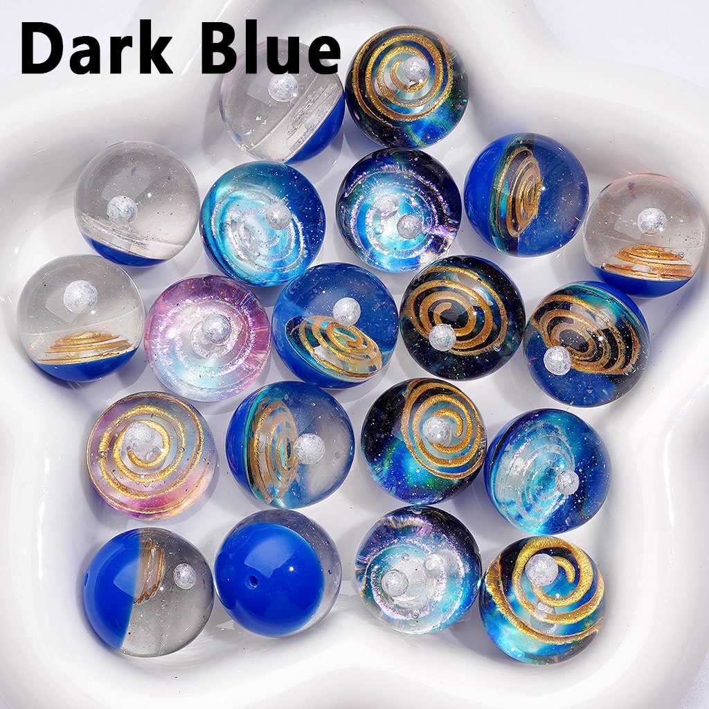 Large Exquisite Luminous Universe Galaxy Planet Space Inside Clear Glitter Round Acrylic Beads, 20MM