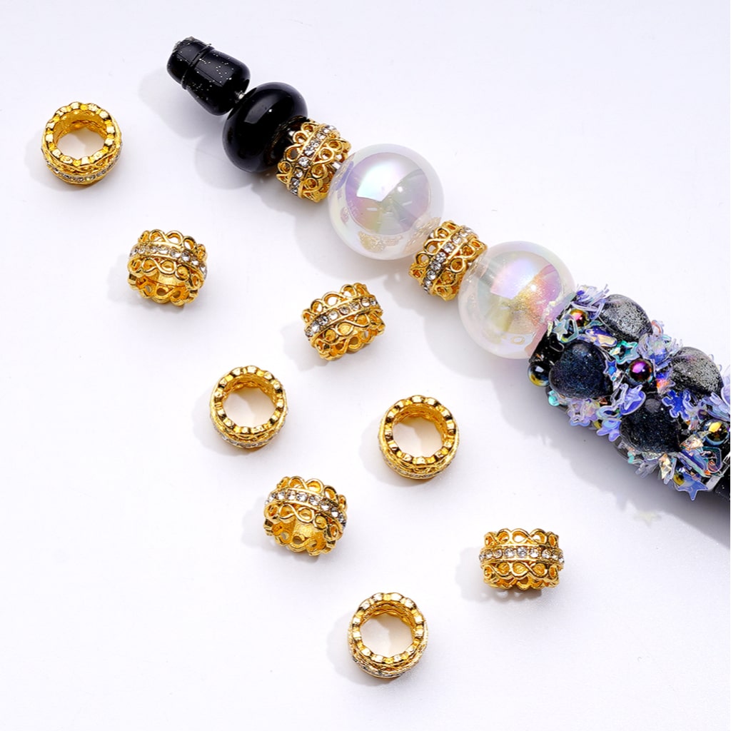 Mini Rhinestoning Gun Mini Cute Gold Silver Gun Black Metal Spacer with Clear Rhinestone Cha ...