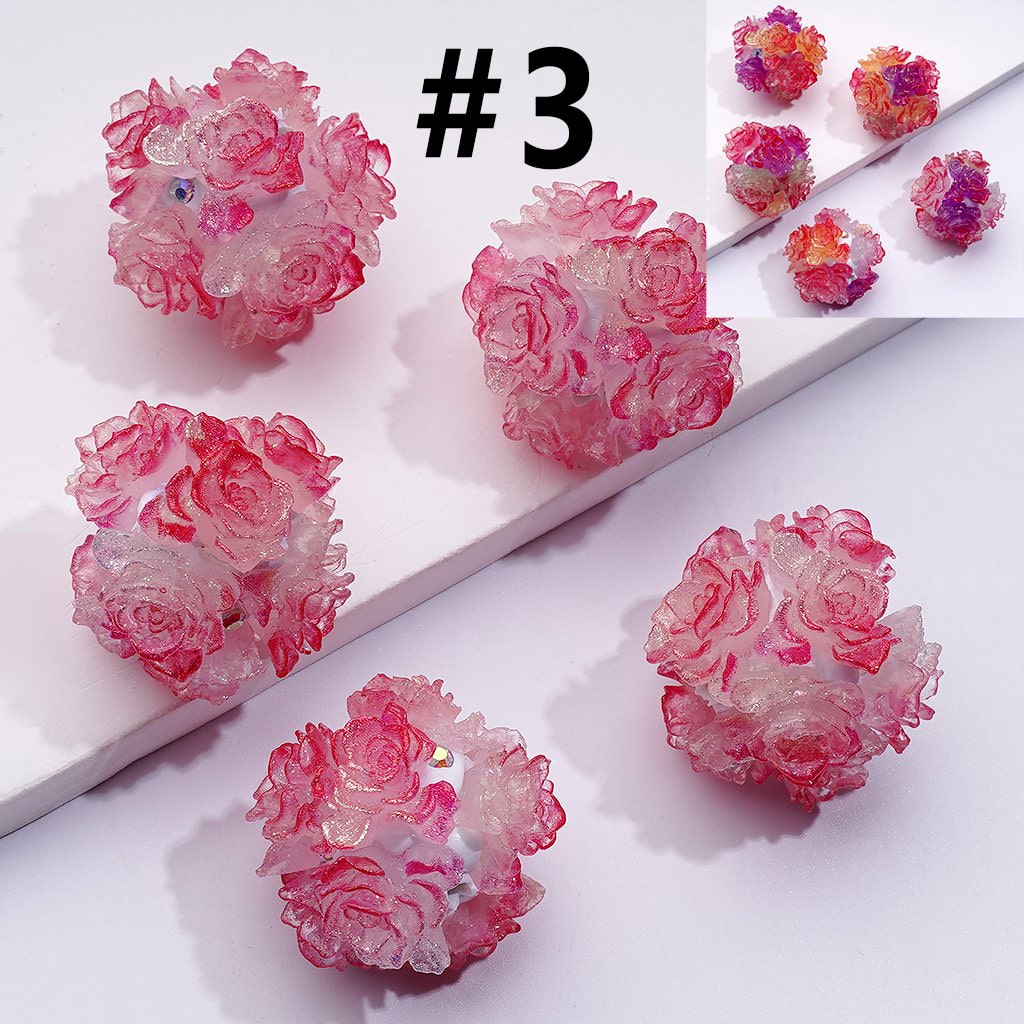 Color Changing Cute Glitter Soft Flowers AB Rhinestones Round Clay Beads, Around 24MM