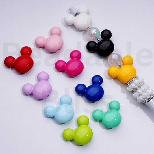Vivid Cute Solid Color Disne Micke Minni Mouse Head Acrylic Beads, Around 32*27*12MM