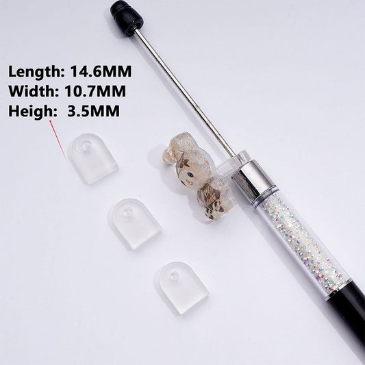 DIY Clear Plastic Arch Shape Cap Loop for Beadable Pens, Around 14.6*10.7*3.5MM