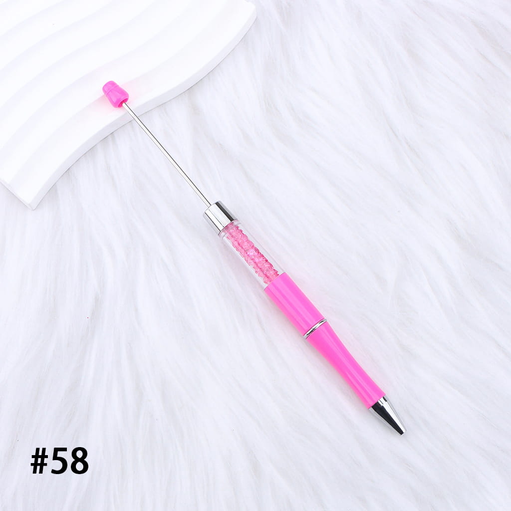 DIY Plastic Beadable Pens - Transparent Tube with Shimmer Crystal Beaded Pens, Length 186MM, Multi-Color