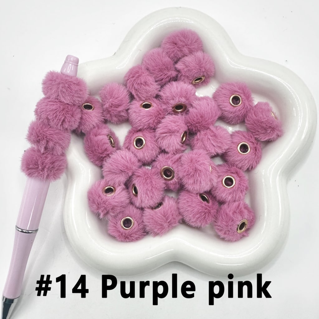 Pom Pom Fluffy Hard Beads and in Solid Colors