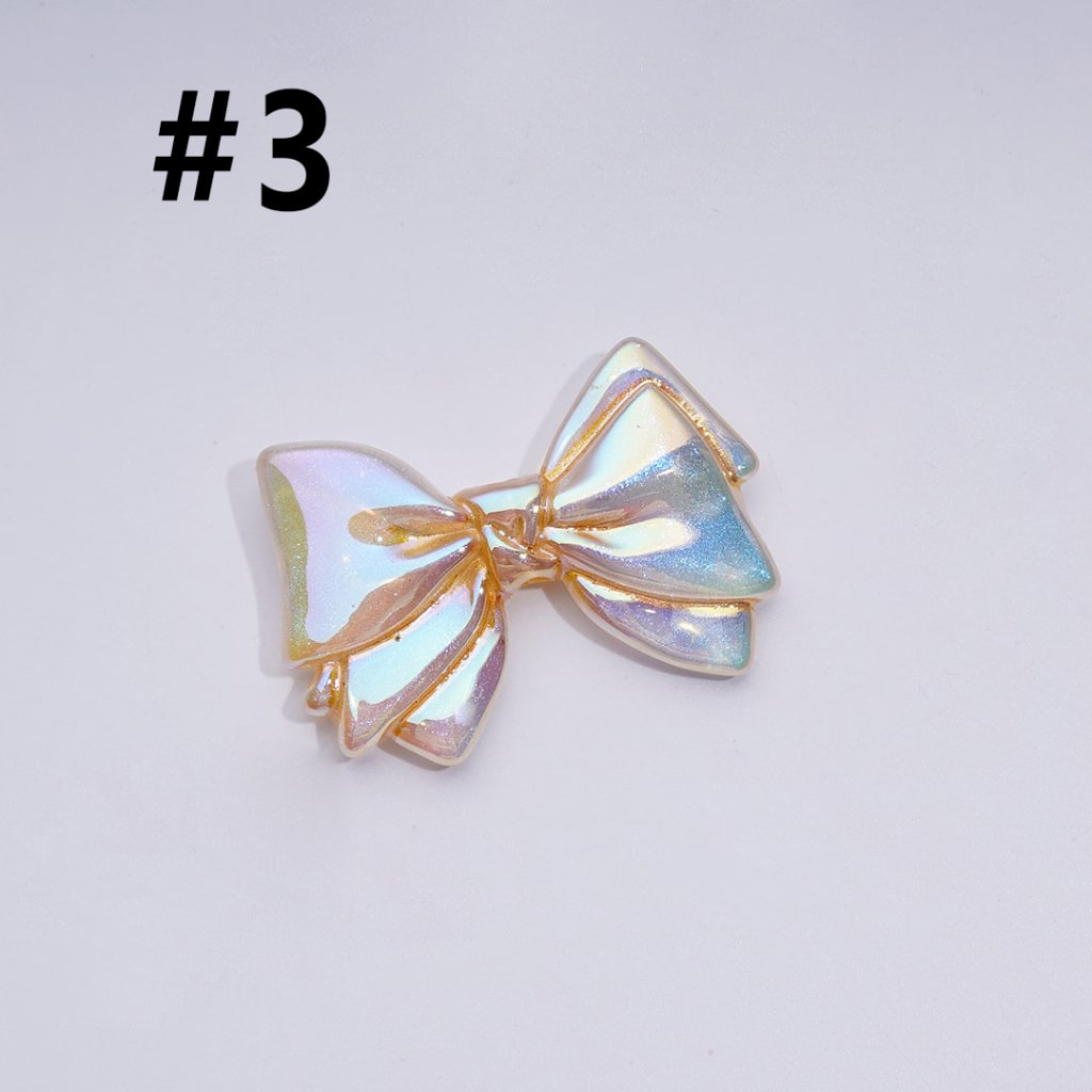 UV Coating Dazzling Color Bowknots Acrylic Beads, Around 43*40*7MM
