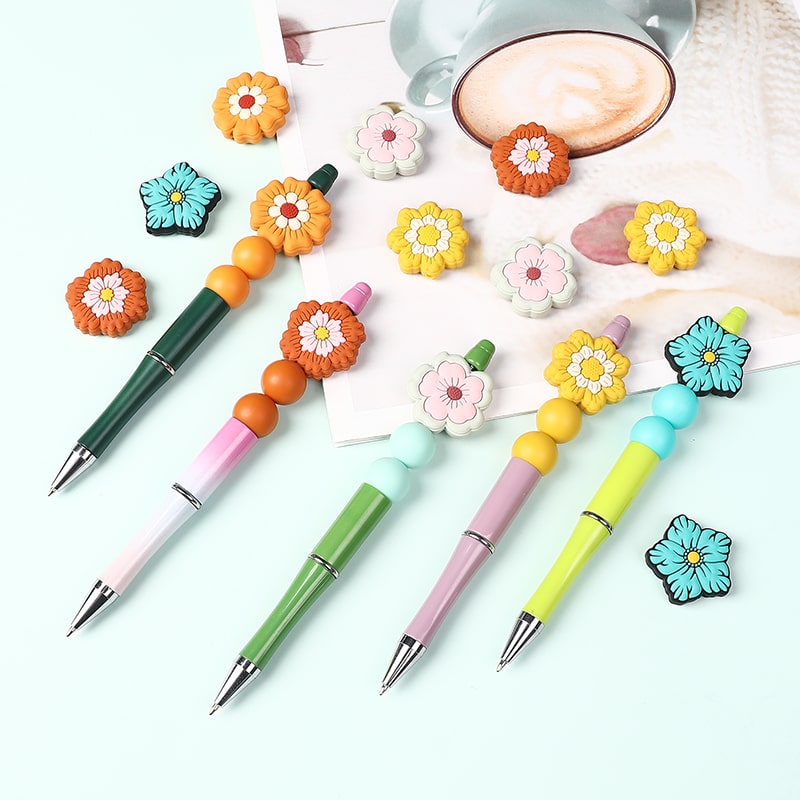 Silicone Focal Beads Colorful Cute Flowers Series