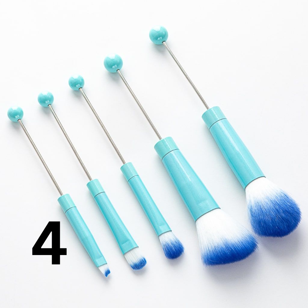 Beadable Makeup Brushes, Beaded Make Up Brush Solid And Ombre Color (1 Set = 5 pieces)