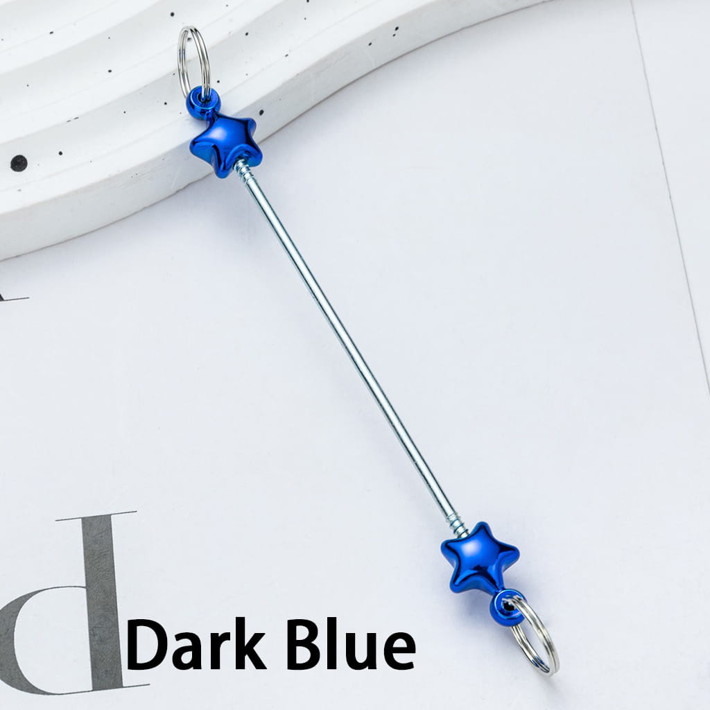 DIY Plastic Beadable Keychain Bars with Stars for Keychain Accessories in Metallic Colors, 10CM
