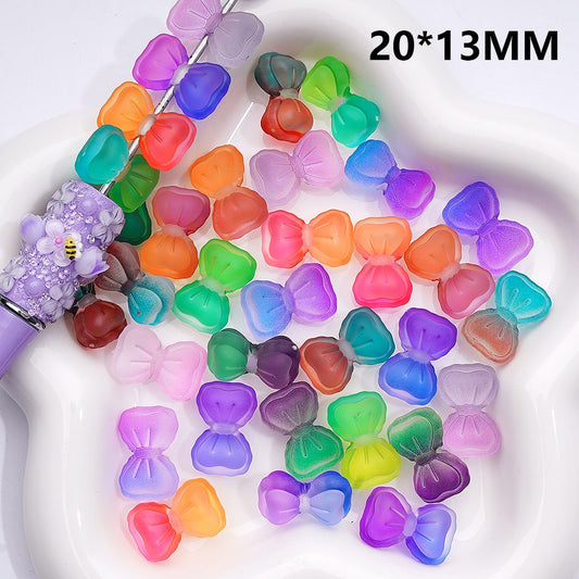 Acrylic Beads Frosted Translucent Bowknot Double Color 20*13MM