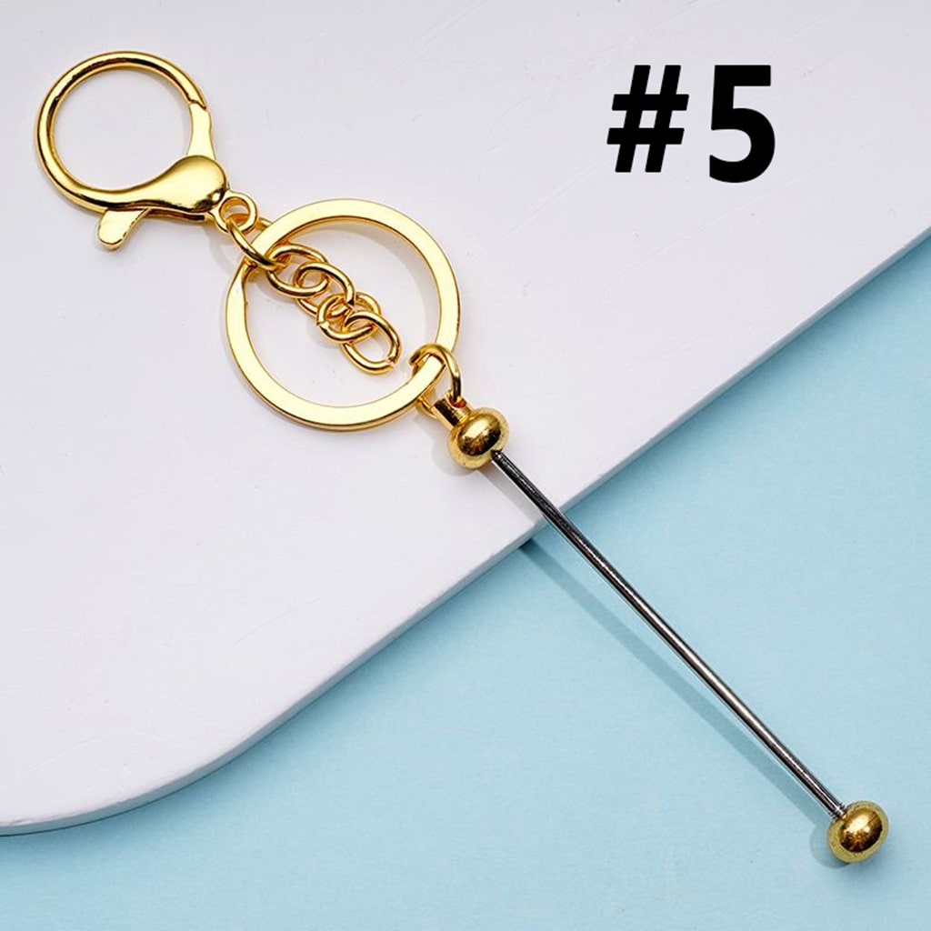 Metal Beadable Keychain with Bar and Lobster Clasp in Solid Colors