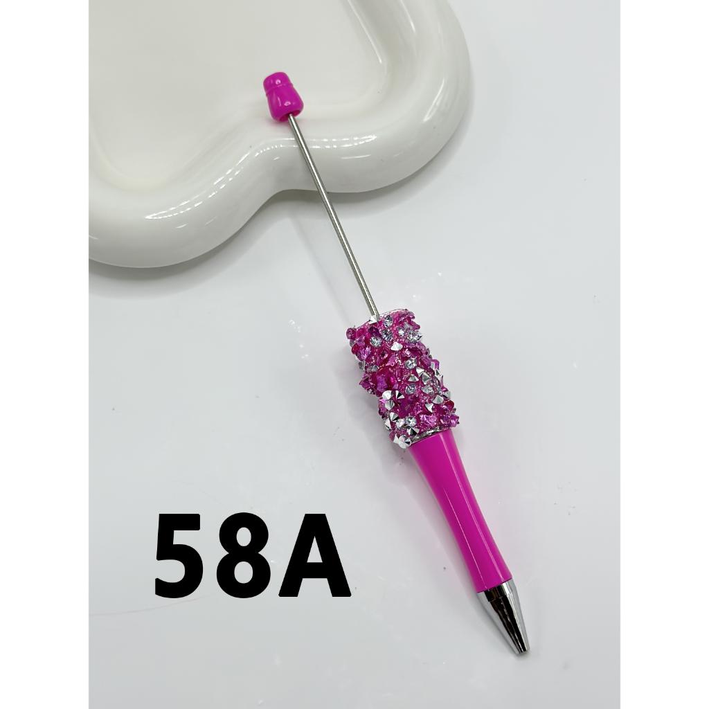 Beadable Pens with Clear Rhinestones in Solid Colors with Small Rock