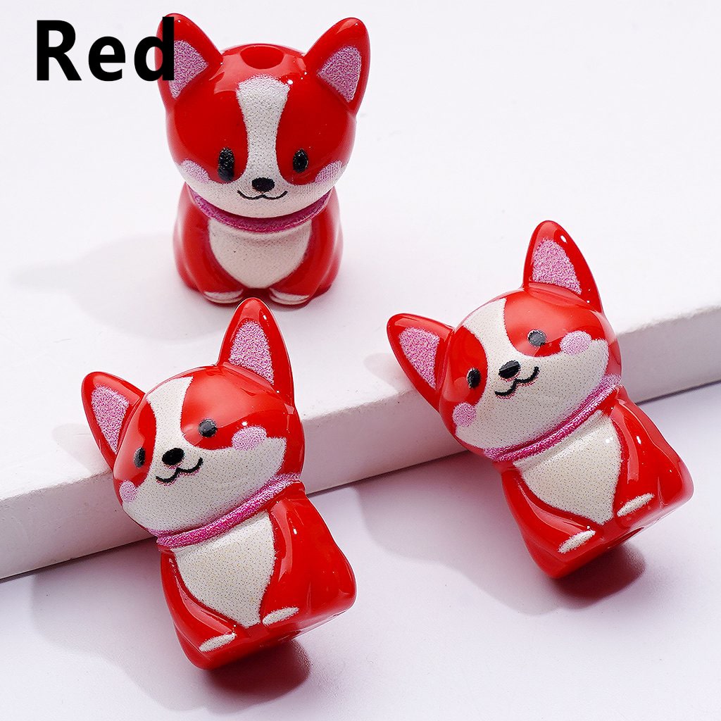 Little Cute Puppy Dog Acrylic Beads in Solid Color, Around 23*12MM
