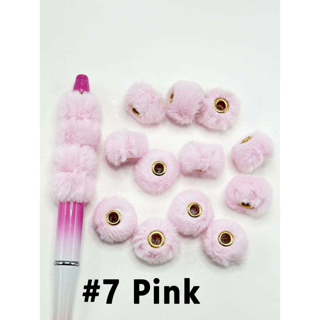 Pom Pom Fluffy Hard Beads and in Solid Colors
