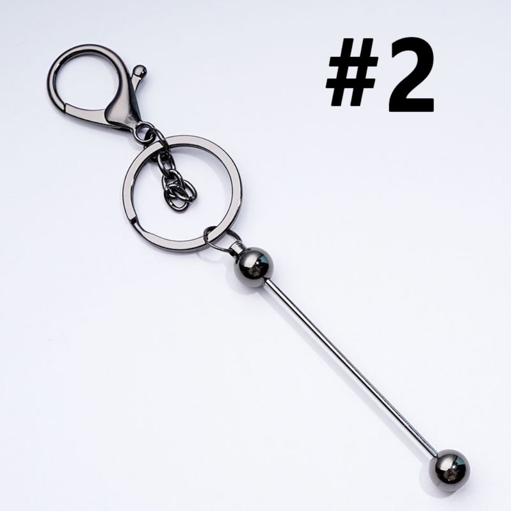 Classic Round Ball Style Beadable Metal Keychain with Bar and Lobster Clasp, Around 152MM Long (The Bottom Ball is Classic Round Ball Style)