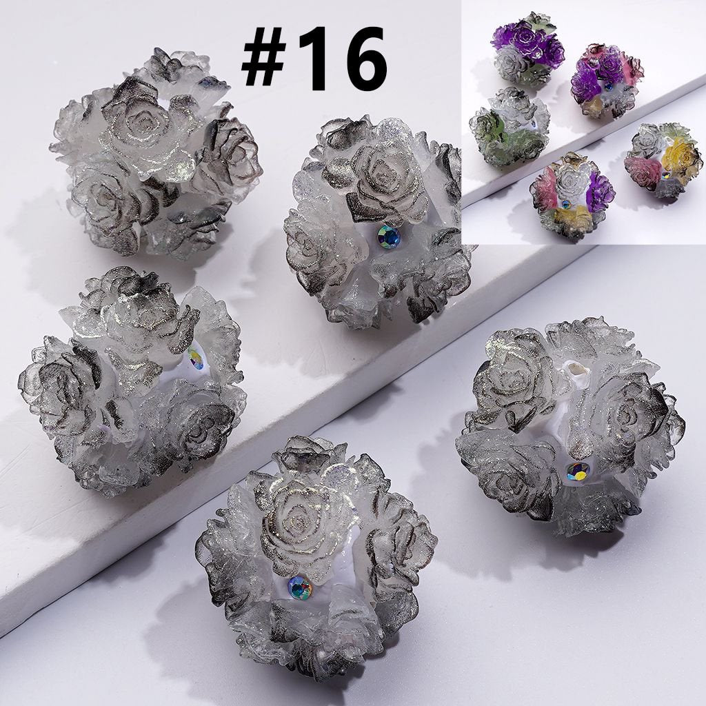 Color Changing Cute Glitter Soft Flowers AB Rhinestones Round Clay Beads, Around 24MM
