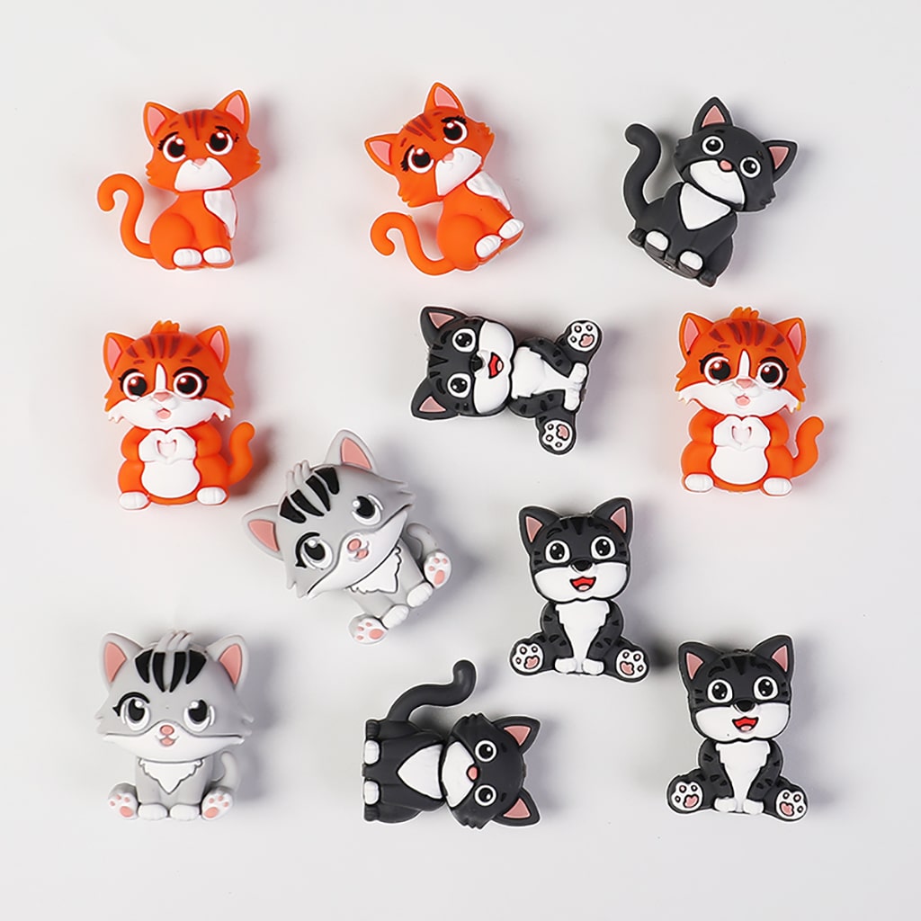 Silicone Focal Beads 3D Adorable Cat Series in Various Designs