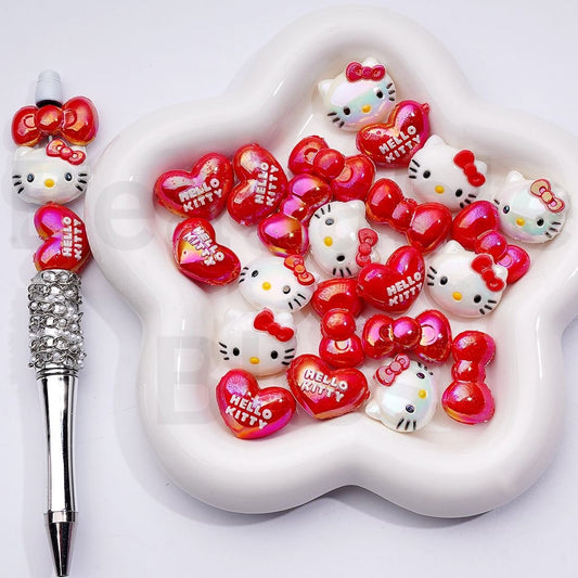 Cute Hell Kitt Soft PVC Beads, Around 18*32MM, Random Mix