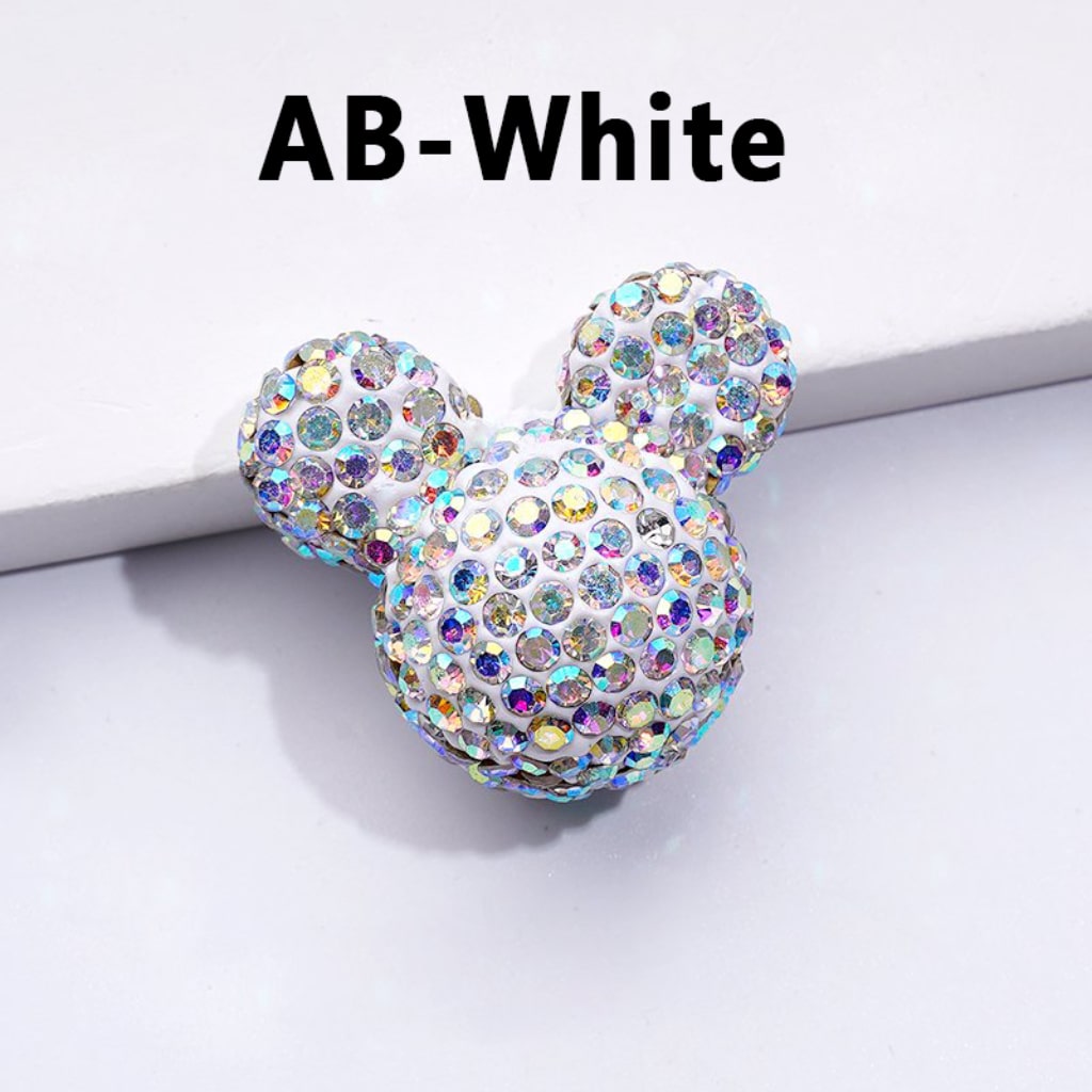 Vivid Cute Micke Minni Mouse Head Clay Beads with Multi-Color & AB Rhinestones, 22*24*17MM