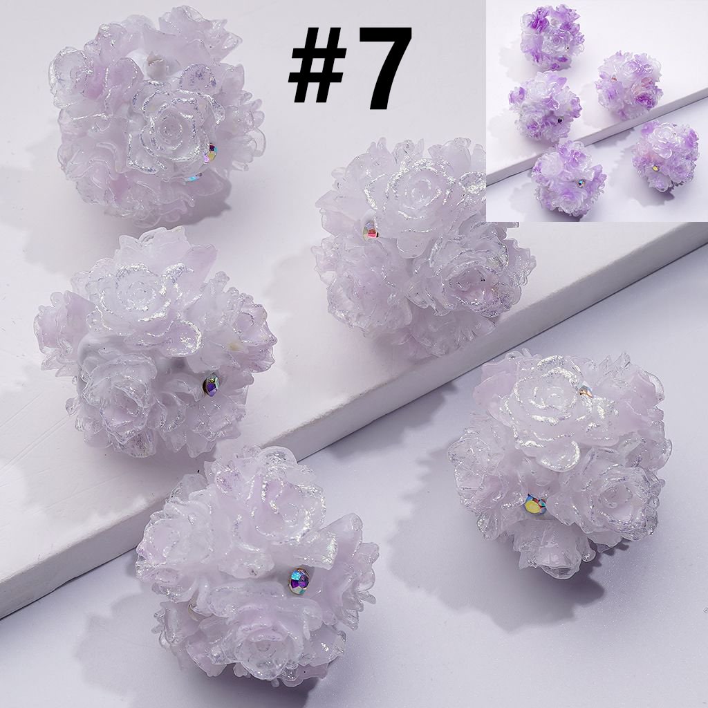 Color Changing Cute Glitter Soft Flowers AB Rhinestones Round Clay Beads, Around 24MM