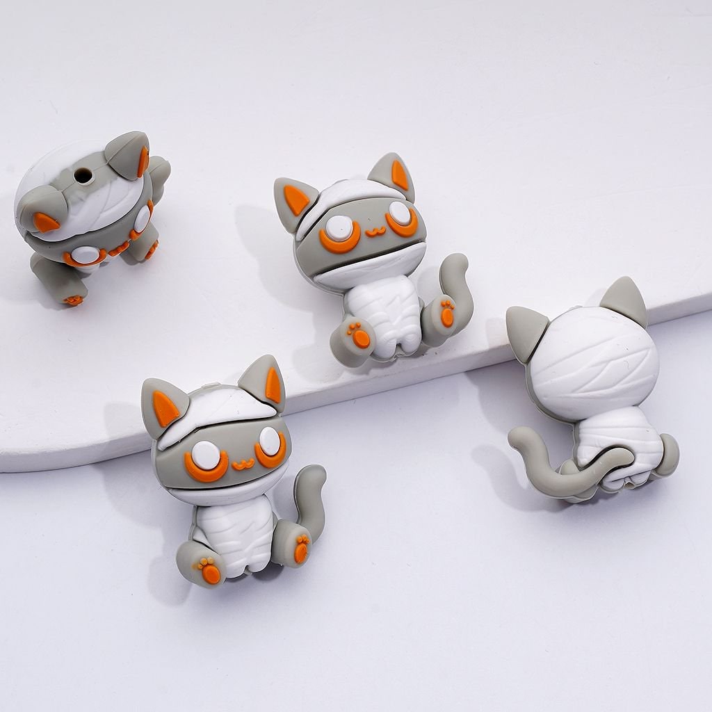 3D Little Cute Kitten Cat Silicone Focal Beads