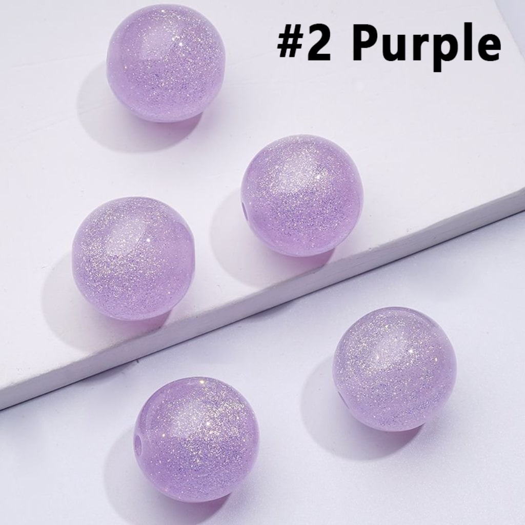 Shiny Glossy Glitter Colorful Round Acrylic Beads, 12MM