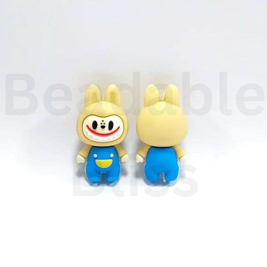 3D Little Cute Labub in Blue Yellow Pop Mar Silicone Focal Beads