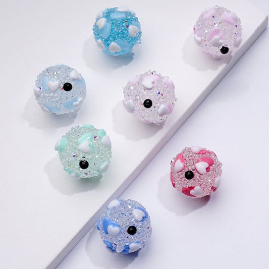 Mini Cute Hearts Clear Sugar Acrylic Beads, Around 16MM, Random Mix