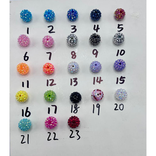 Bling Bling Sparkling Beads with Acrylic Rhinestones, 16mm