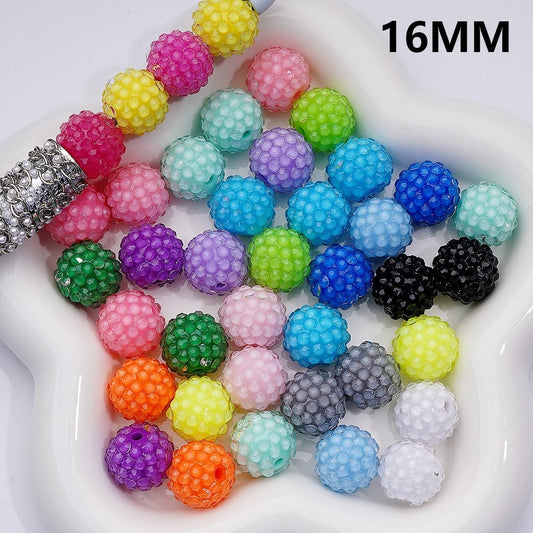 Clear Color Rhinestones Waxberry Ball Round Acrylic Beads, 16MM