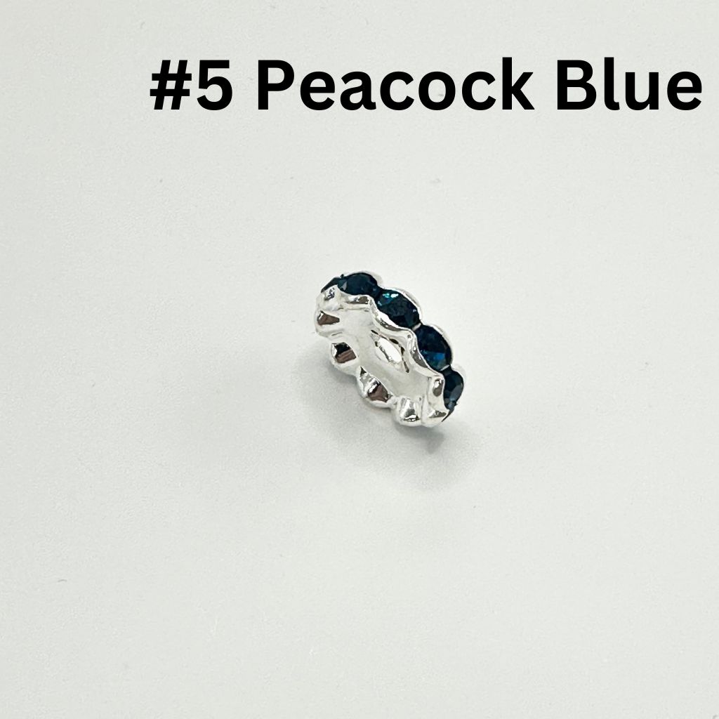 Metal Wave Shape Spacers with Rhinestones in Solid Colors, 15mm