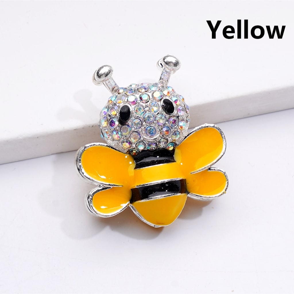 Silver Alloy Beads Fancy Bee with AB Rhinestones Solid Color Wings 29*26MM