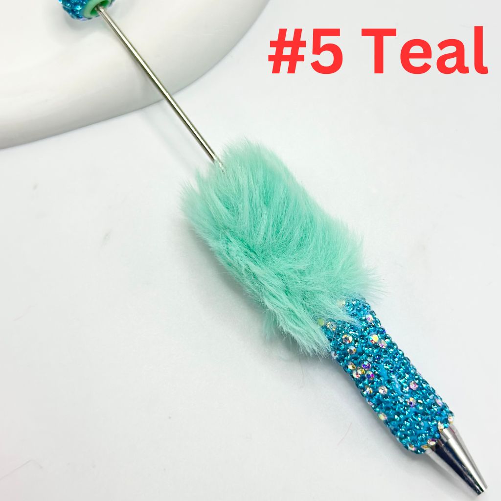 Pom Pom Beadable Pens with Clay Rhinestones Covered the Entire Pen
