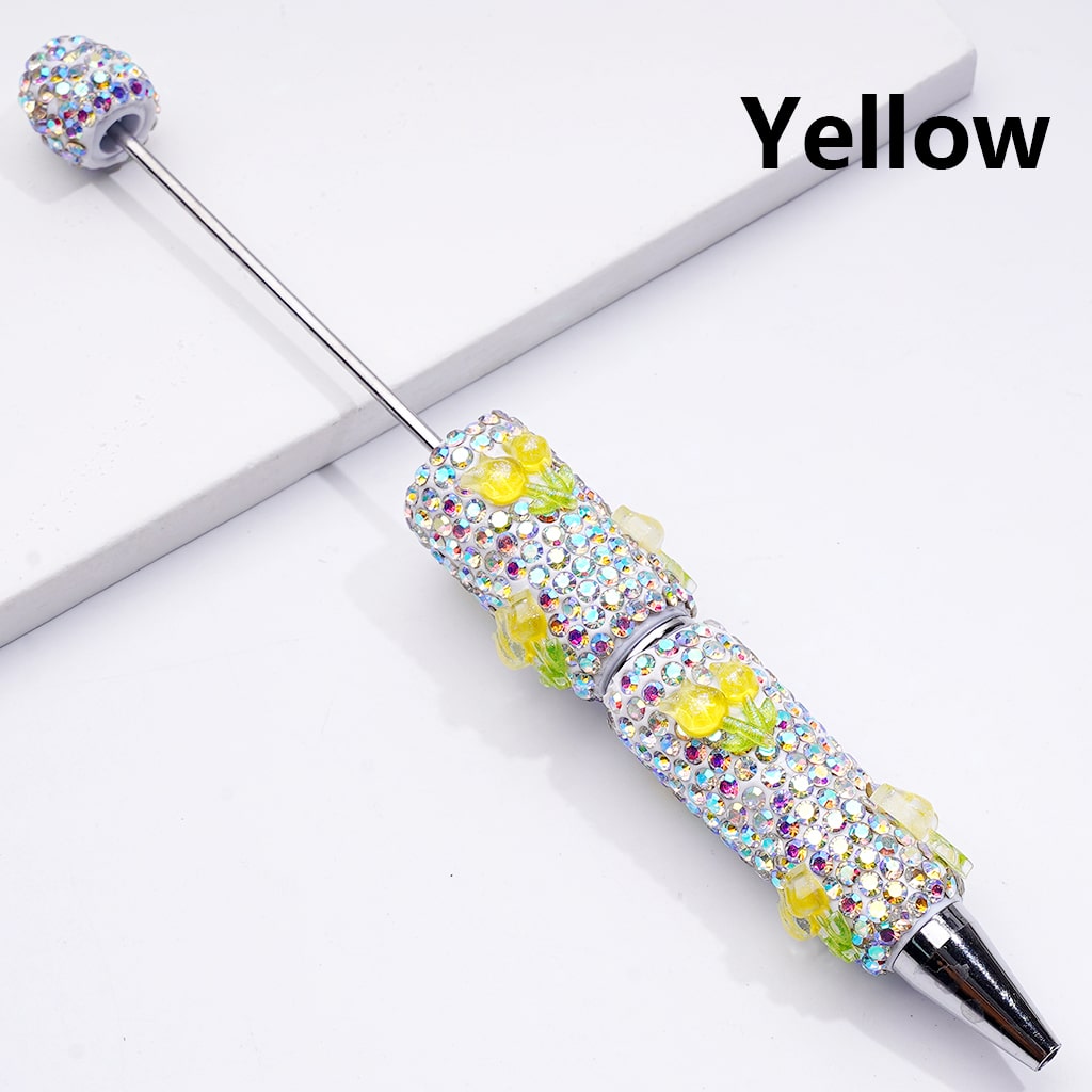 Cute Shiny Tulip Flowers with  AB Rhinestones Beadable Clay Pen