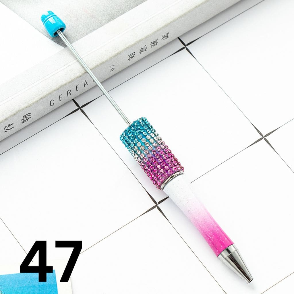 Beadable Pens in Ombre Colors with Ombre Colored Rhinestones - Rhinestone Beaded Pens