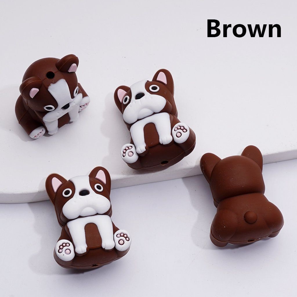 3D Cute French Bulldog Puppy Silicone Focal Beads