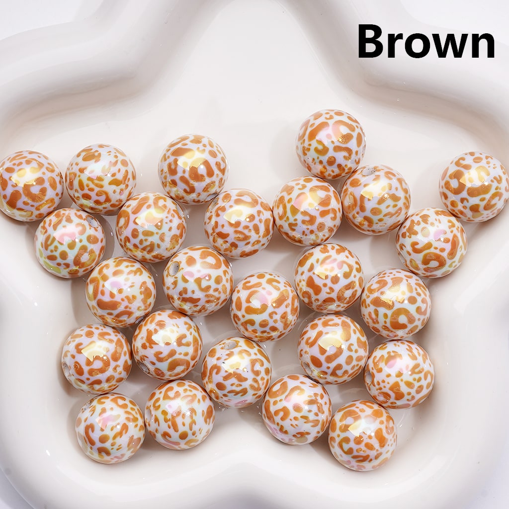 Acrylic Beads UV Coating Leopard Prints Multi-Color, Round 16MM (Single Color is available for 200pcs(Whole Bag))