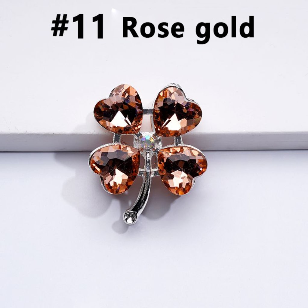 Delicate Fancy Silver Alloy Four Leaf Clover with Color Hearts Mini AB Rhinestones Beads,  Around 25*30MM