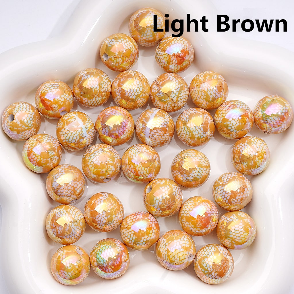 Acrylic Beads UV Coating Lace Butterfly Prints Multi-Color, 16MM (Single Color is available for 200pcs(whole bag) only)