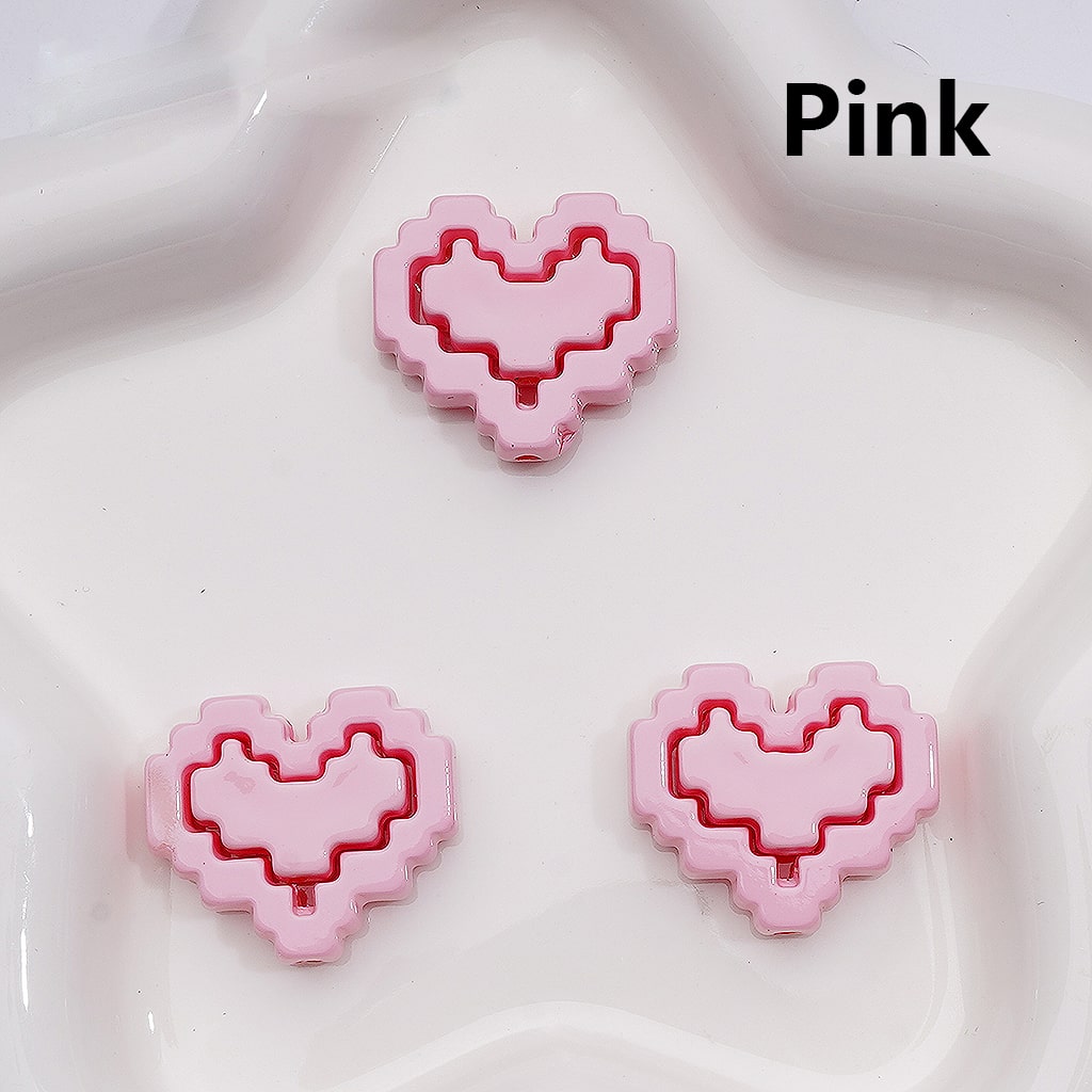 Cute Hearts & Hearts Frame Puzzle Set Acrylic Beads, 30*26MM (1pcs heart+1pcs heart frame is 1set, 20pcs is 10Sets, Single Color is available for 200sets(Whole bag))