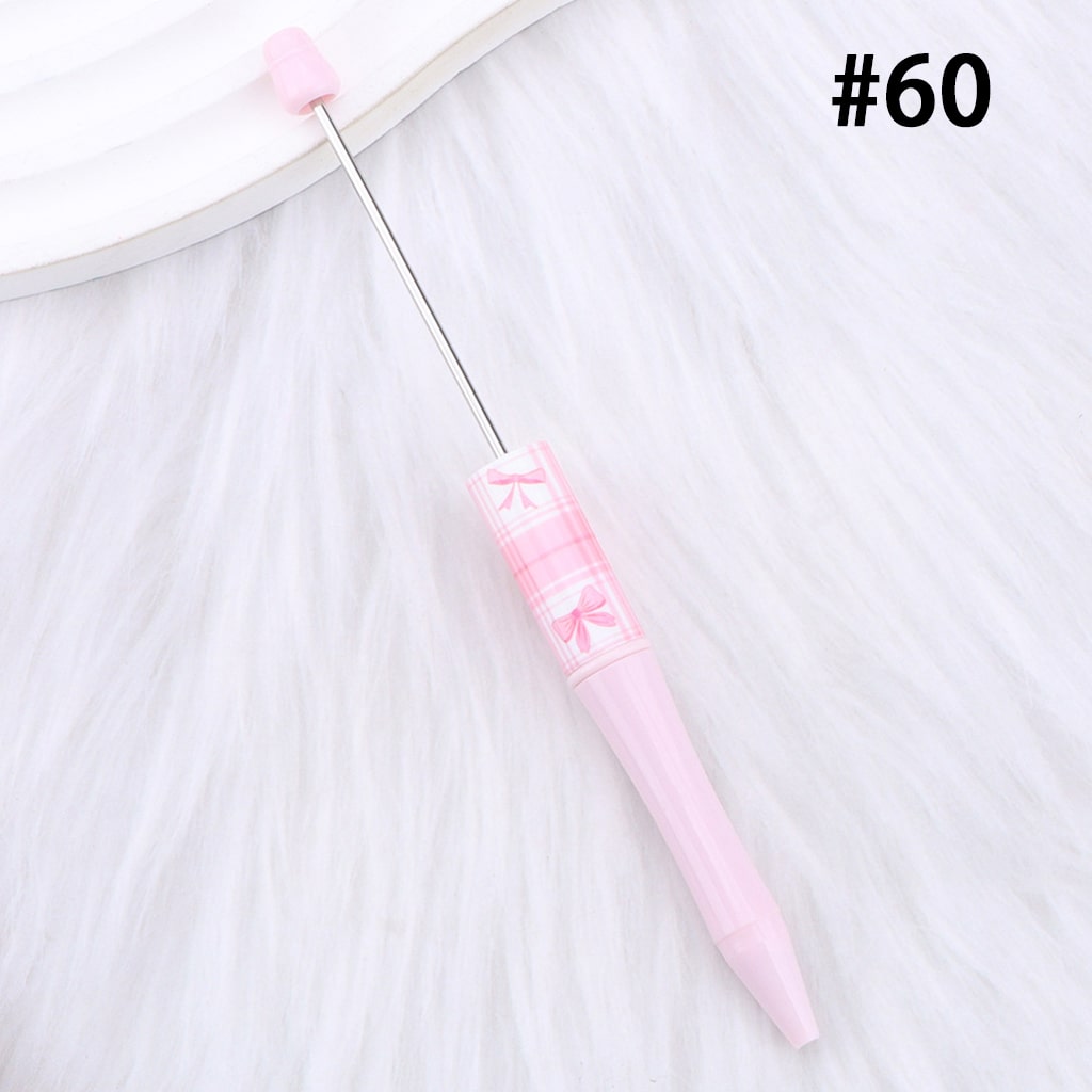 DIY Beadable Pen with Cute Bowknots Hearts, Pink Color Series, 147MM