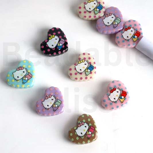 Cute Sanri HK Kitten Heart Acrylic Beads, Random Mix, Around 26*22MM