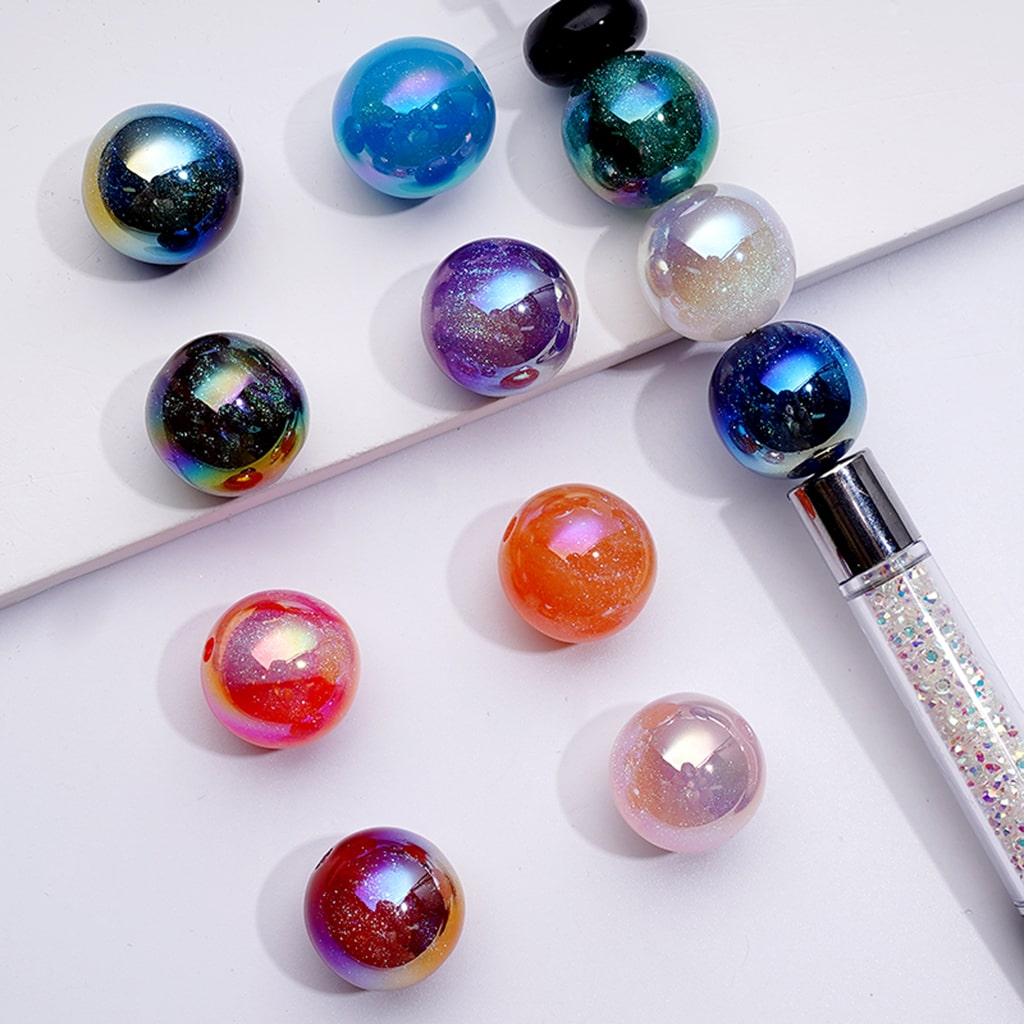内側にグリッター入りの光沢のあるアクリルビーズ、小さな UV メッキ、16mm FS